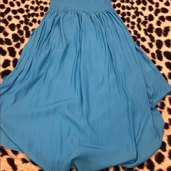 Ramy Brook Audrey Smocked Midi Dress Turquoise Small - Picture 12 of 15